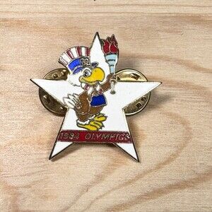 Olympics Sam Pin Vintage 1984 Los Angeles  Eagle Torch Star Lapel Hat America